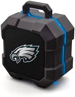 SOAR NFL Shockbox LED Wireless Bluetooth Speaker - Water Resistant IPX4, 5.0 Bluetooth with Over 5 Hours of Play Time - Small Portable Speaker - Officially Licensed NFL, Perfect Home & Outdoor Speaker