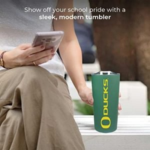 Campus Colors NCAA Oregon Ducks Stainless Steel Tumbler with Slider-Top Lid 18 oz
