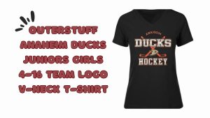 Outerstuff Anaheim Ducks Juniors Girls 4-16 Team Logo V-Neck T-Shirt