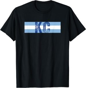 KC 2 Letters Kansas City Cool Kc Blue Stripes KC Retro Cool T-Shirt