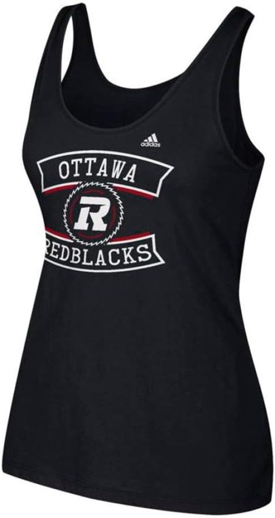 adidas Ottawa Redblacks CFL Women's Team Ribbon Logo Banner Black New Tank Top