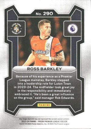 2023 PANINI PRIZM PREMIER LEAGUE #290 ROSS BARKLEY LUTON TOWN FC SOCCER OFFICIAL TRADING CARD OF SOCCER