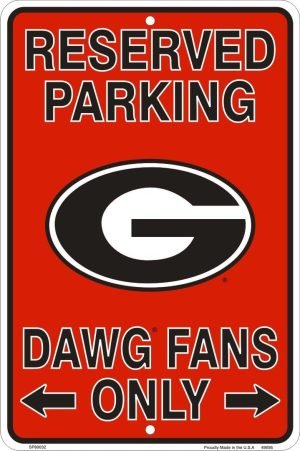 HangTime Georgia Bulldogs Fans Reserved Parking Sign Metal 8 x 12 embossed