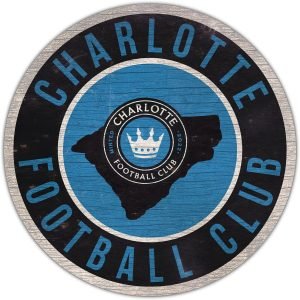 Fan Creations Charlotte FC MLS Wooden Sign 12” Round Wall Decor - Show Your CFC Team Spirit and Decorate Your Major League Soccer Fandom - Officially Licensed Home Decor