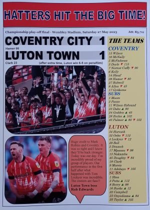 Coventry City 1 Luton Town 1-2023 Championship play-off final - Luton promoted - souvenir print